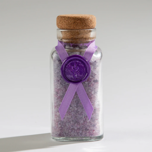 Lavender Bath Salts in Glass Bottle